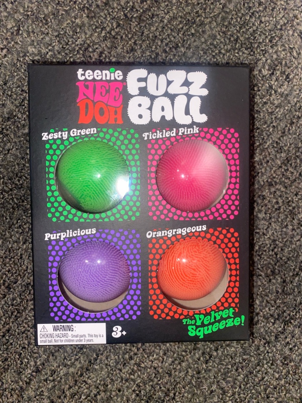 Teenie Nee Doh Fuzz Ball Set - Green, Pink, Purple, Orange